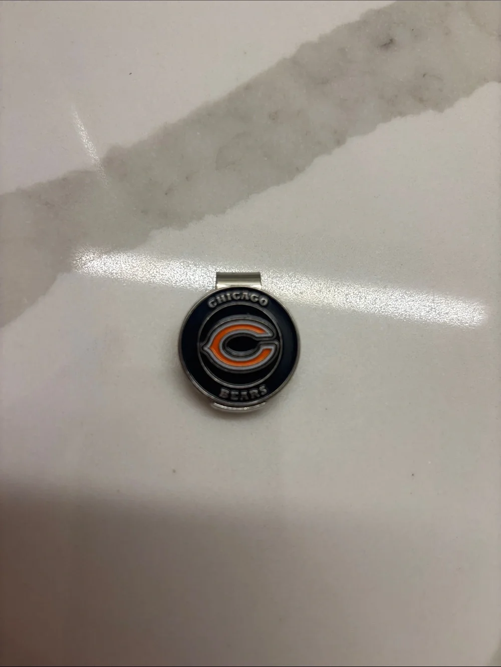 Golf Chicago Bears golf ball marker with a magnetic hat clip.